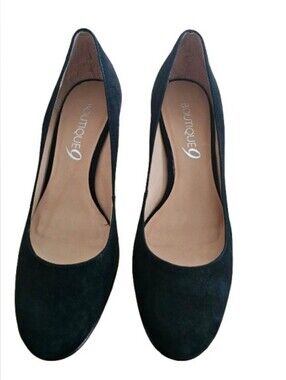 Boutique 9 Black Suede Round-Toe Pumps